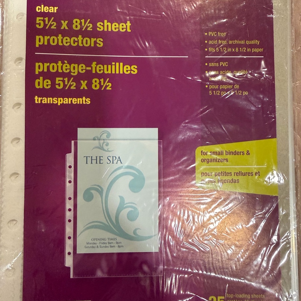 Clear Sheet Protectors for Small Binders